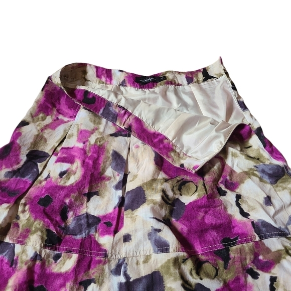 EA Eric Alexandre white black purple floral mid length flared skirt SUPER CUTE - Picture 3 of 9